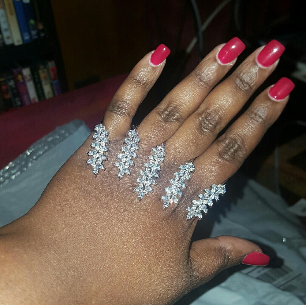 rhinestone 4 finger ring
