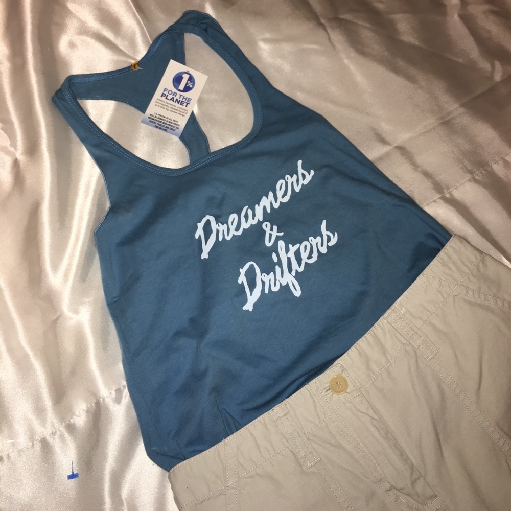 1% For The Planet blue tee. $5