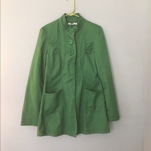 Tullette puff sleeve green twill jacket