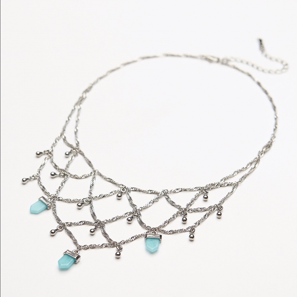 Free People delicate silver turquoise necklace - Picture 2 of 3