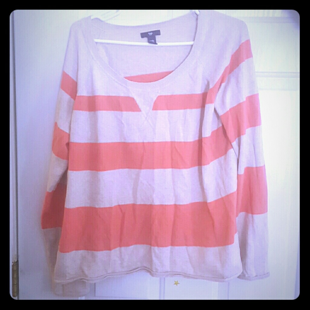 Coral striped Gap sweater 2x or xxl