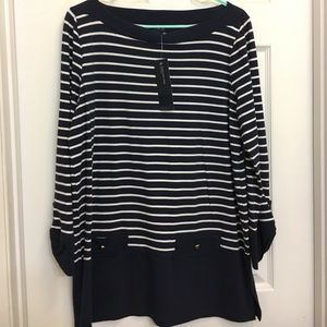 JONES NEW YORK TUNIC NAVAL SAILOR LG NWT