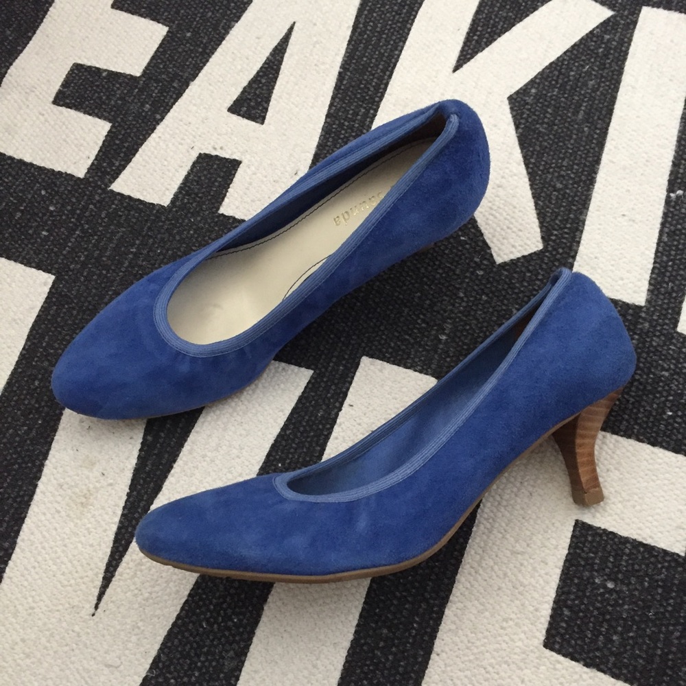 Blue suede heels