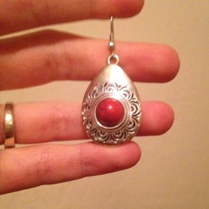 Red and silver earrings