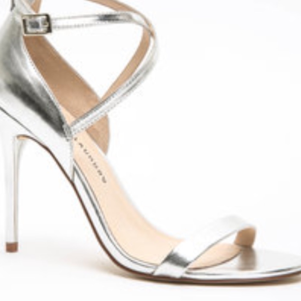 Silver strappy heels