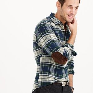 J Crew Cotton Wool Elbow Checkered button up