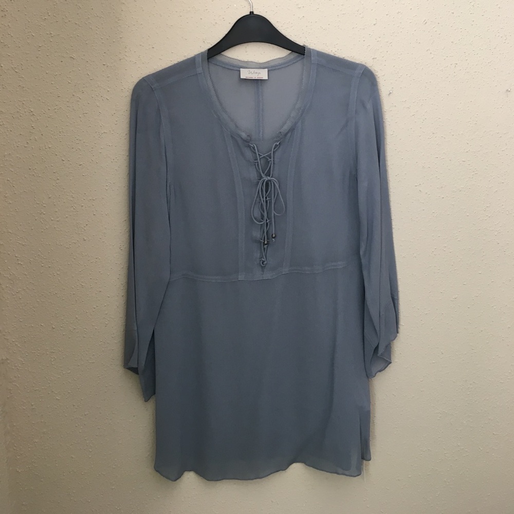 Wrap London. Blue/Grey. Jessica Blouse