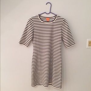 Joe Fresh striped dress & Madewell denim top.