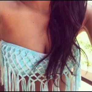 Fringe tie dye swim top