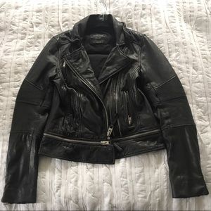 Rare! All Saints Leather Biker Jacket with Zippers