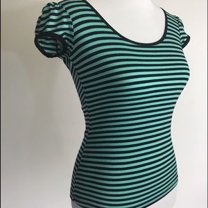 Turquoise & Black Striped Shirt