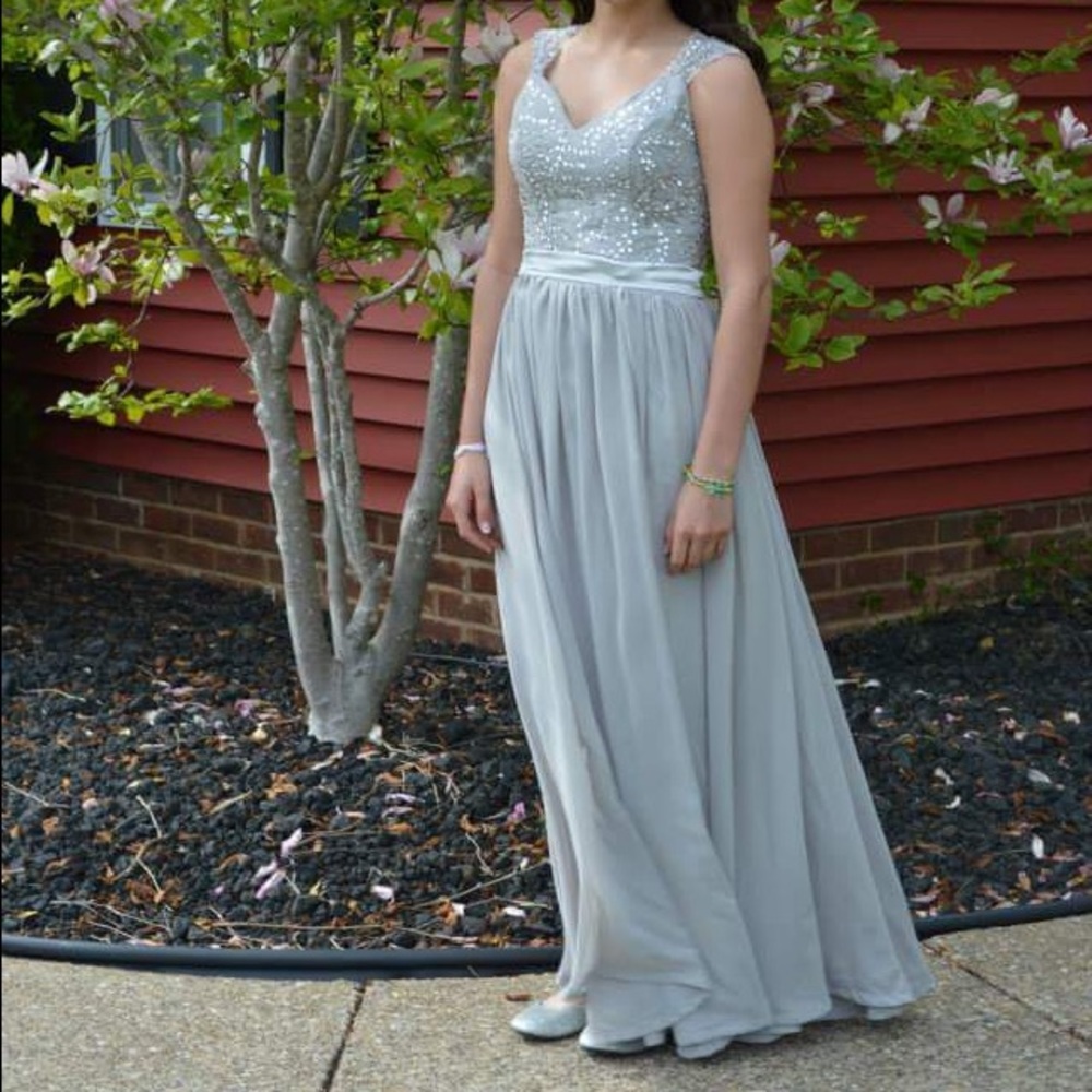 Long grey prom dress