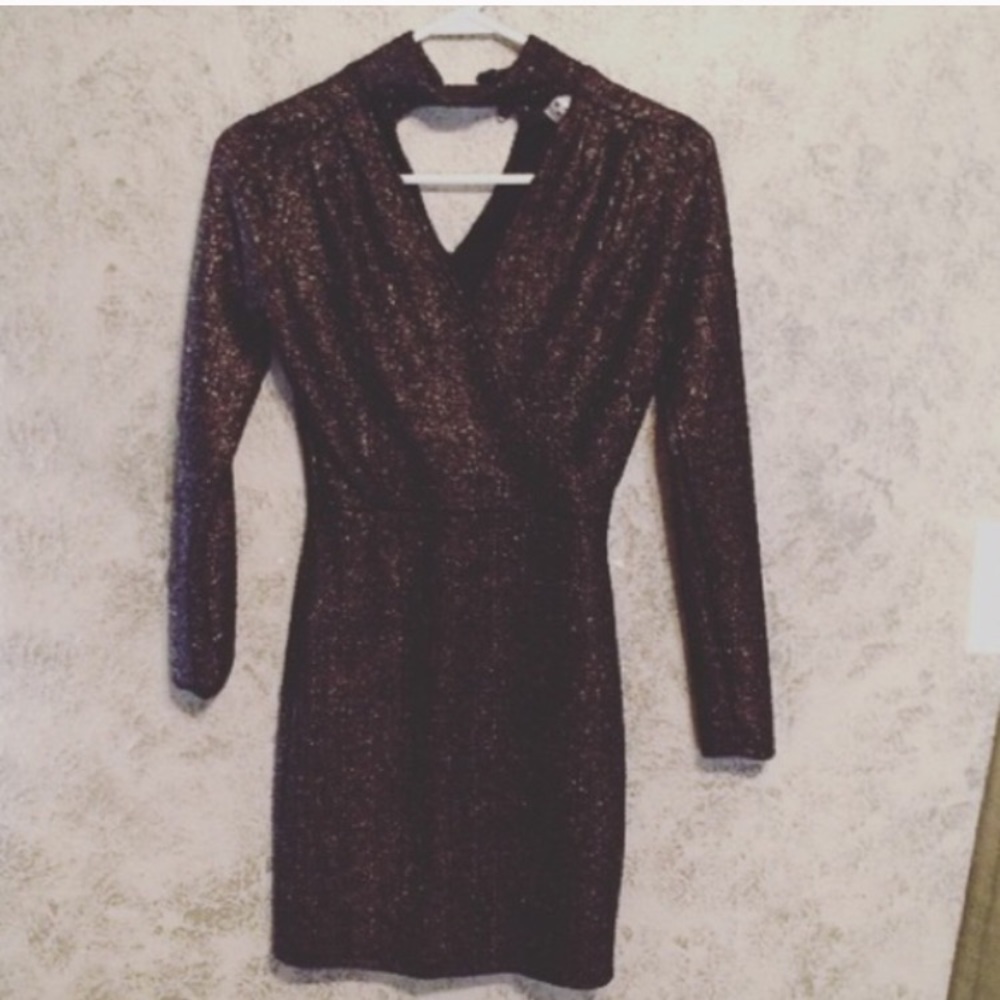 Black and Gold shimmer chocker dress