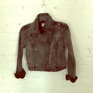 Cropped denim moto