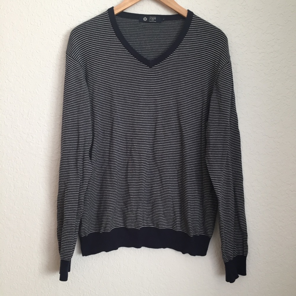 J.Crew cotton navy and white striped sweater