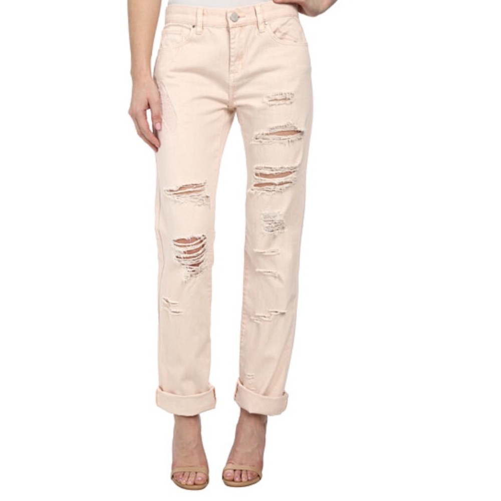 Distressed Blank NYC Light Pink Boyfriend Jeans
