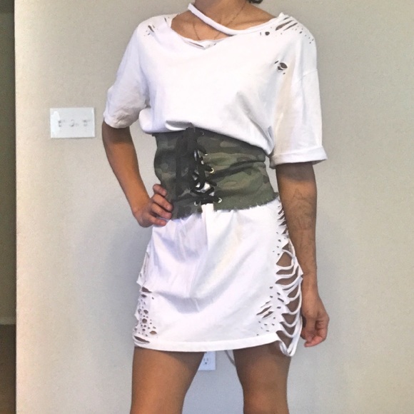 Distressed Long T-Shirt Dress - Picture 2 of 3
