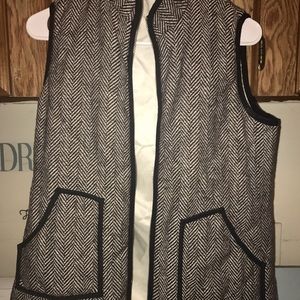 Black and white herringbone vest