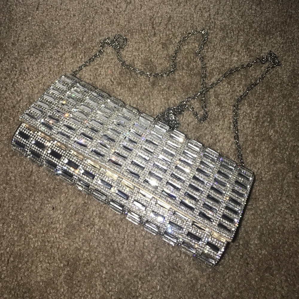 Beautiful jeweled silver clutch