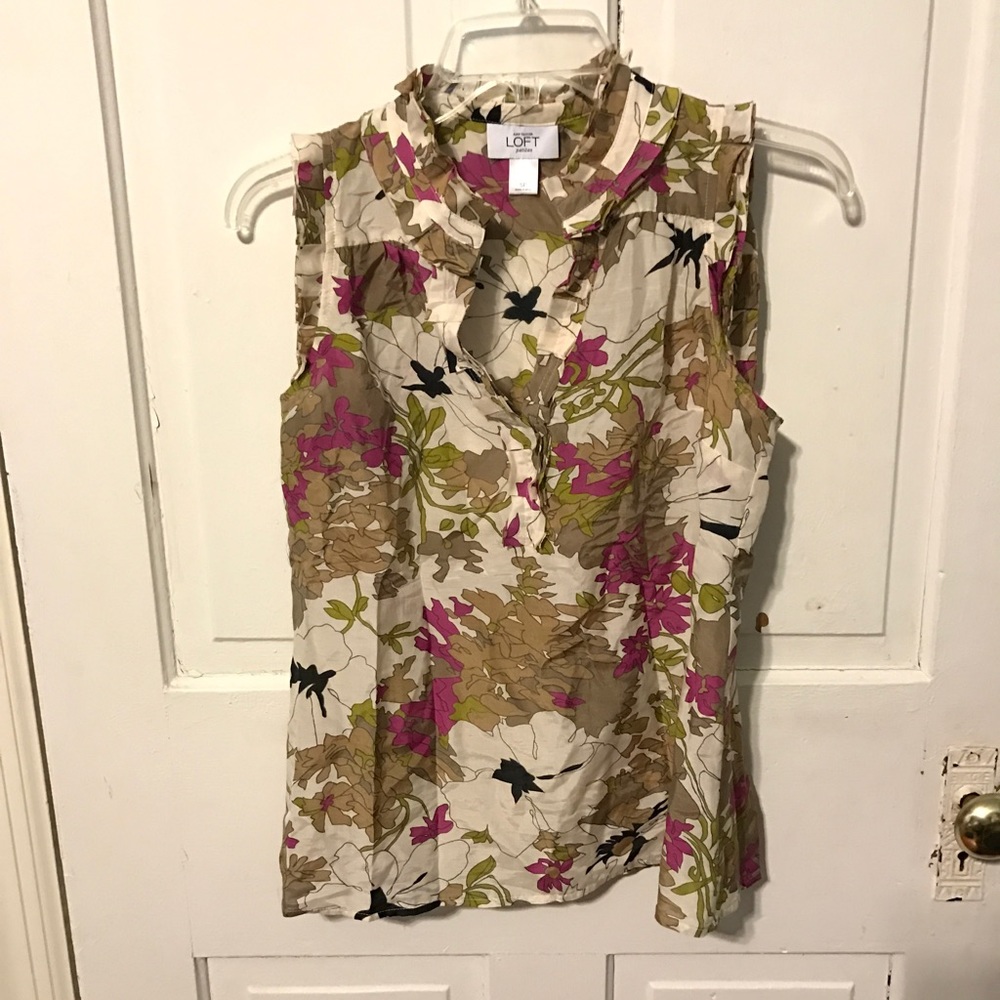 Loft Cotton/Silk sleeveless blouse Small Petite