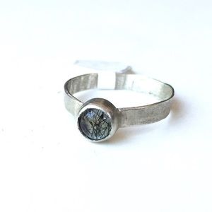 Artisan made tourmalated Quartz & sterling ring