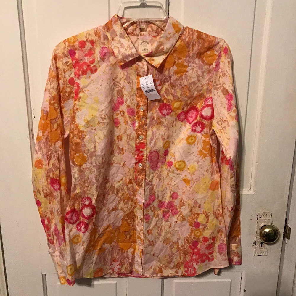 NWT J. Crew Watercolor Perfect Shirt 8