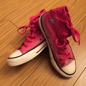 Converse Junior Pink Hightop Shoes (Size 13)