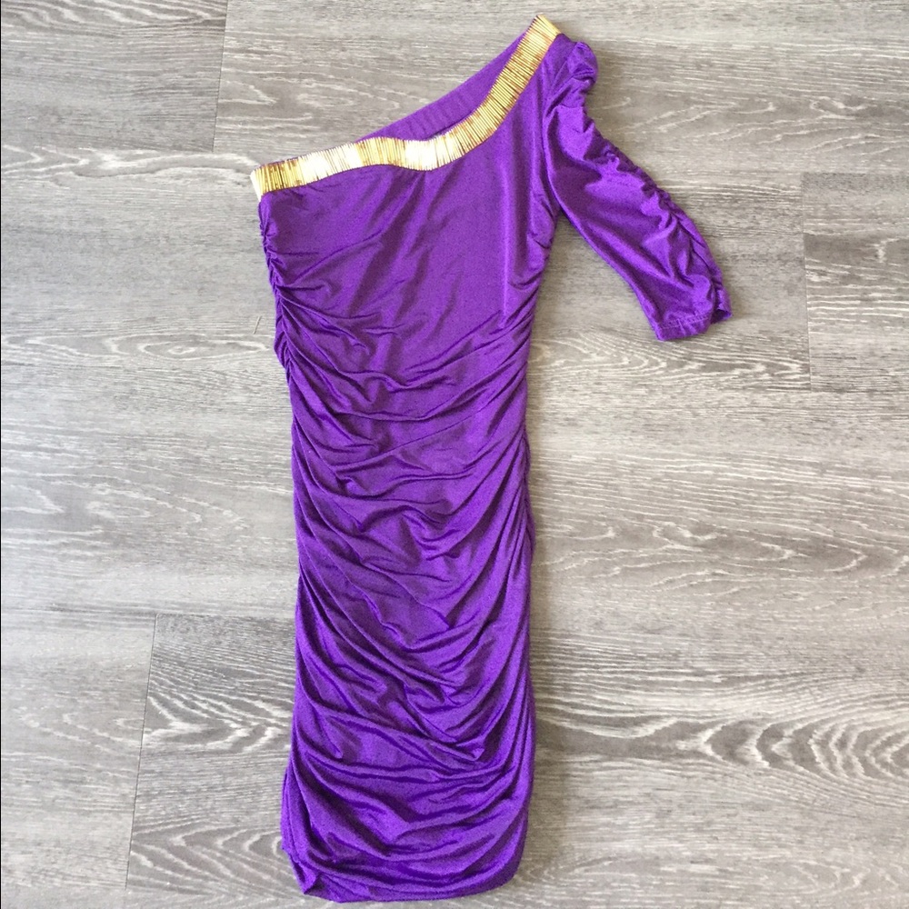 ASOS purple one shoulder dress