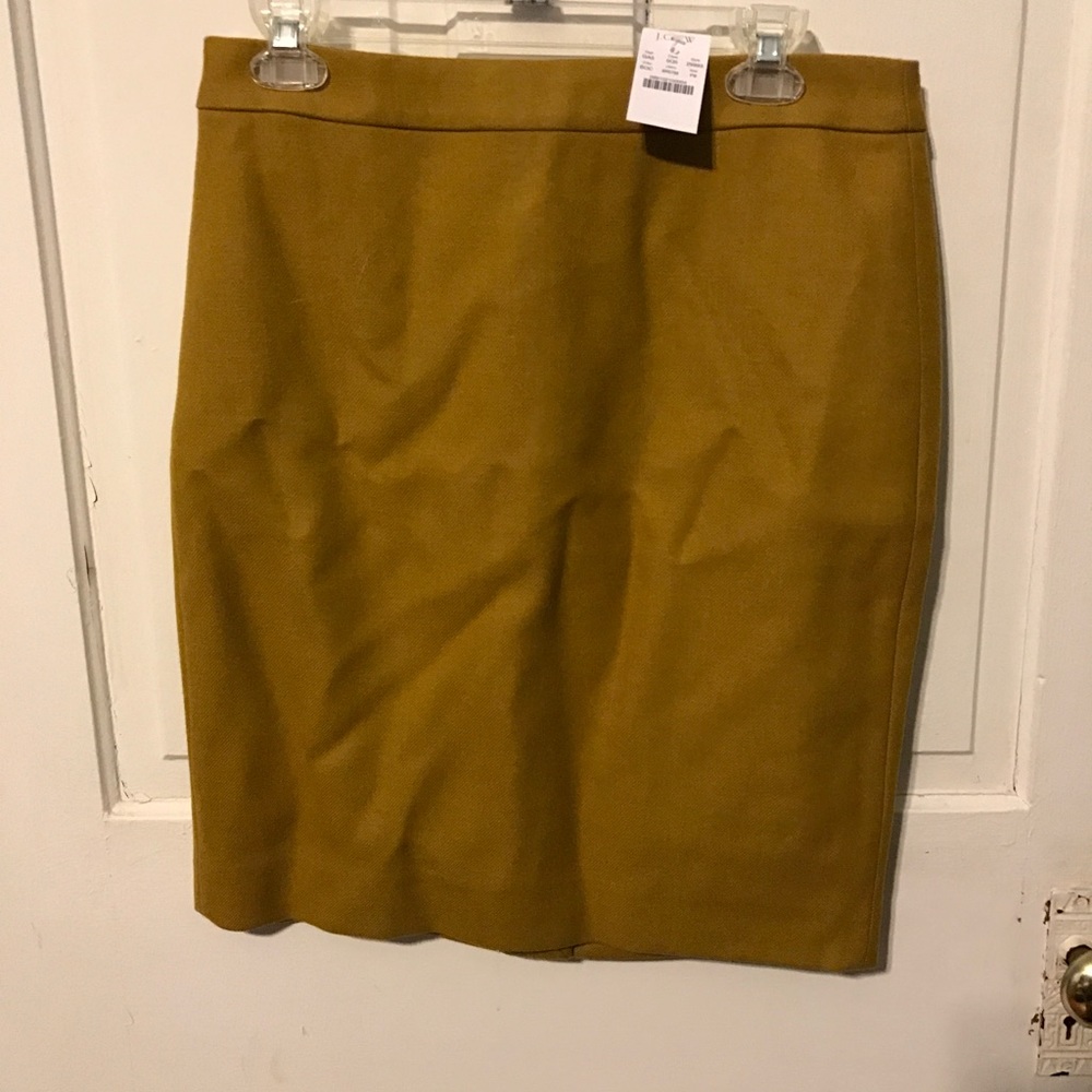 NWT J. Crew gold wool pencil skirt 8 petite