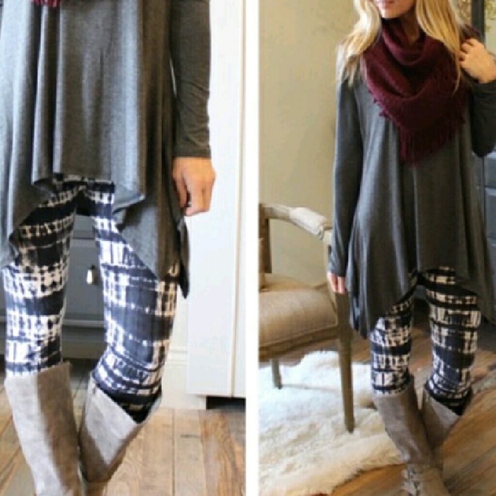 Tie Dye Rose Petal Soft Leggings Navy and White One Size