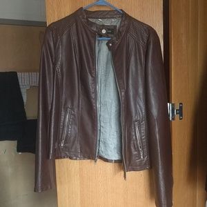 Black Rivet brown faux leather moto jacket
