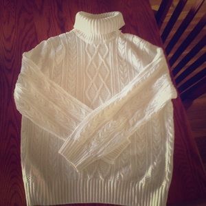 White cable knit sweater