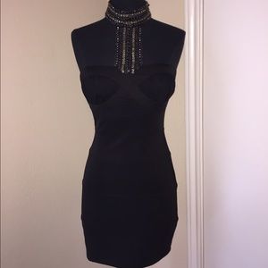 Black sequined bandage dress