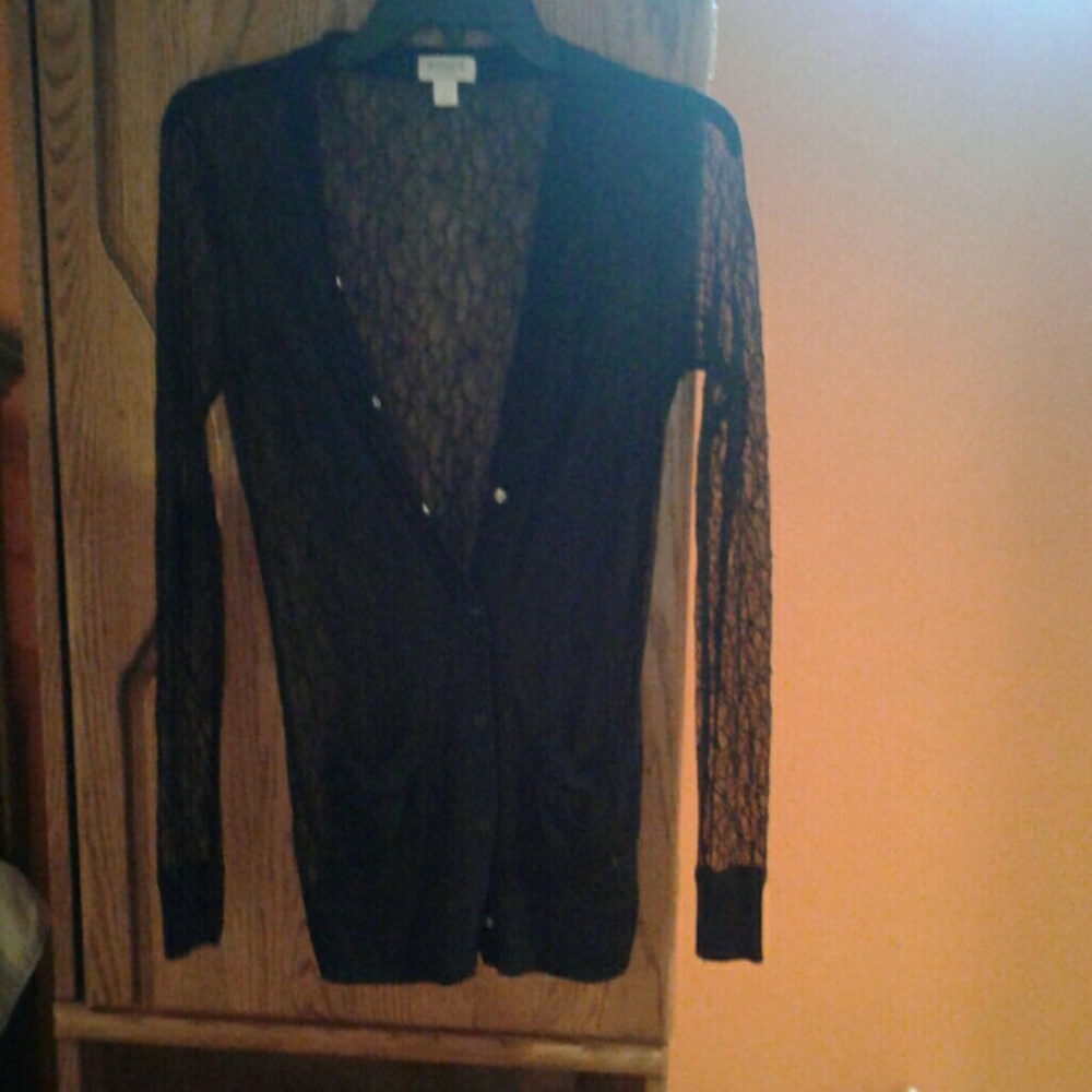 Black lace button up