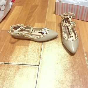 Studded ankle strap flats