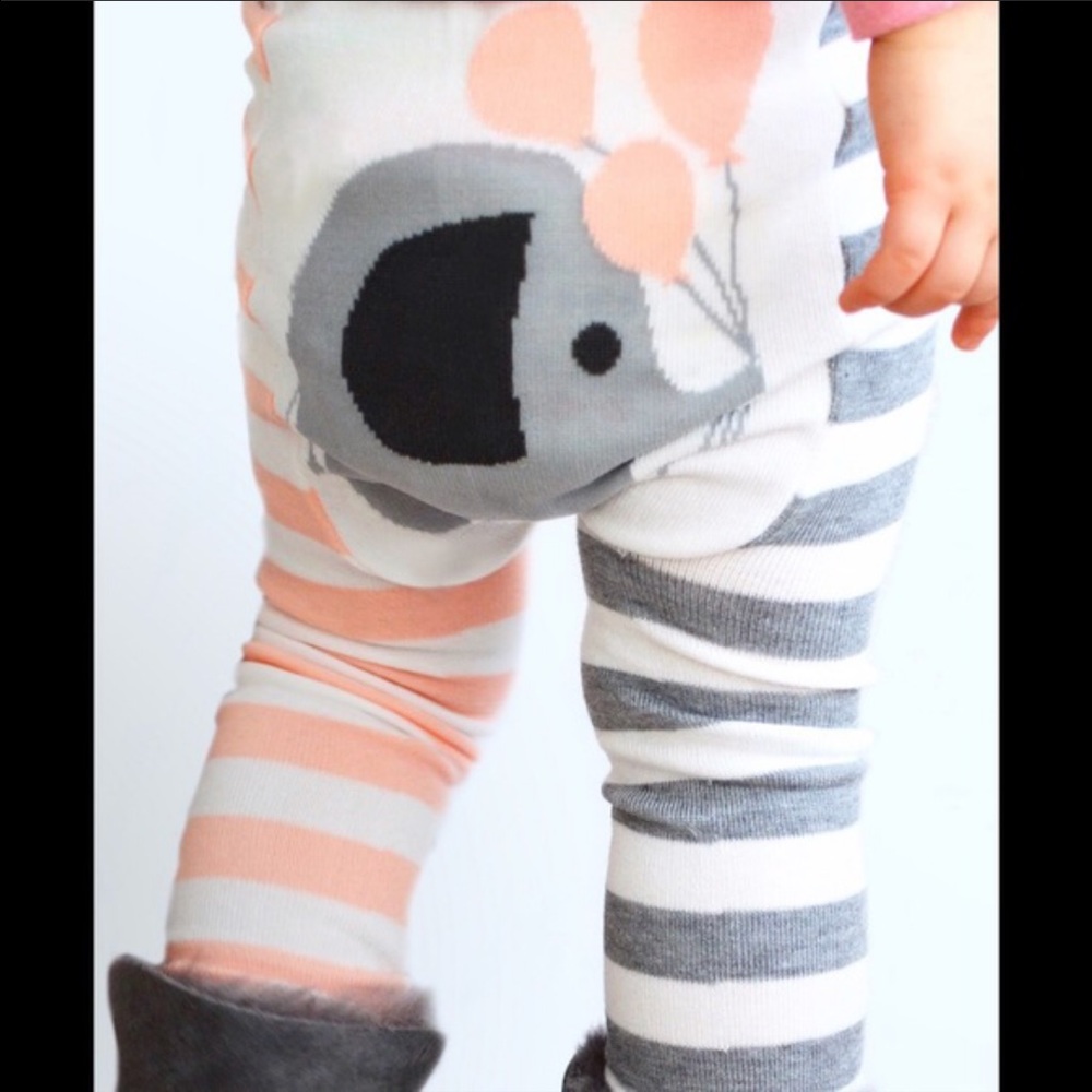 Pink elephant doodle pants baby leggings!