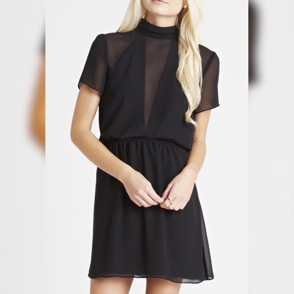 BCBGeneration Short-Sleeve Mock Neck Dress