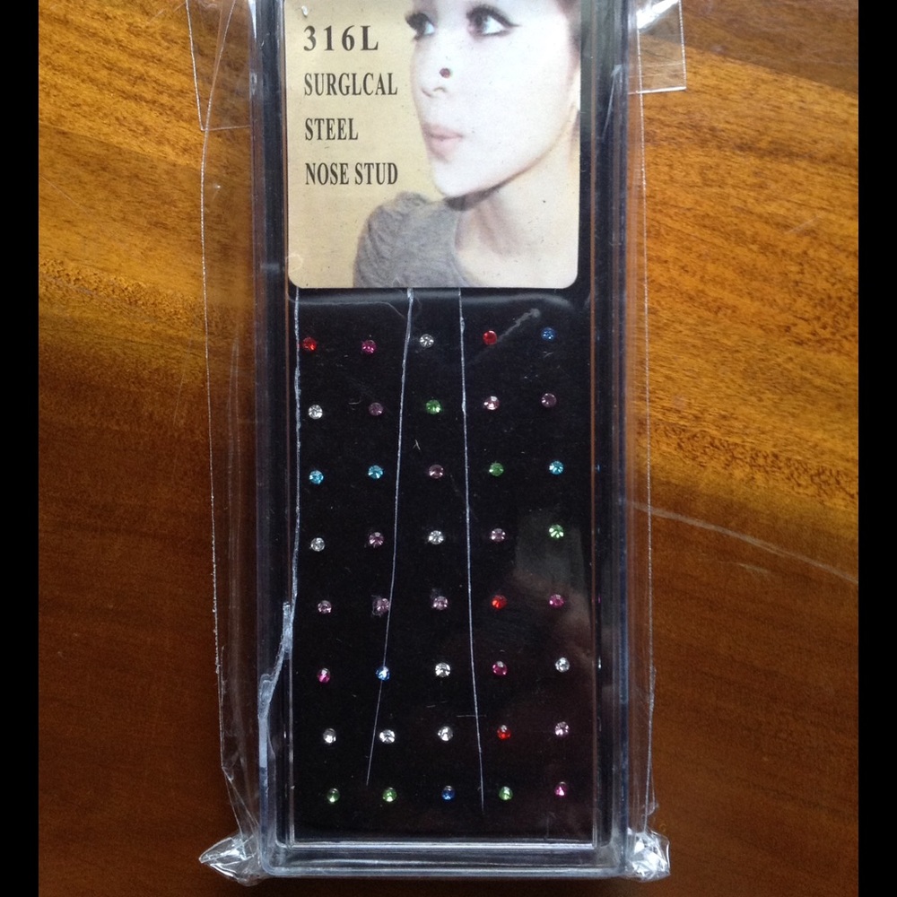 Surgical steel multi color bone nose studs