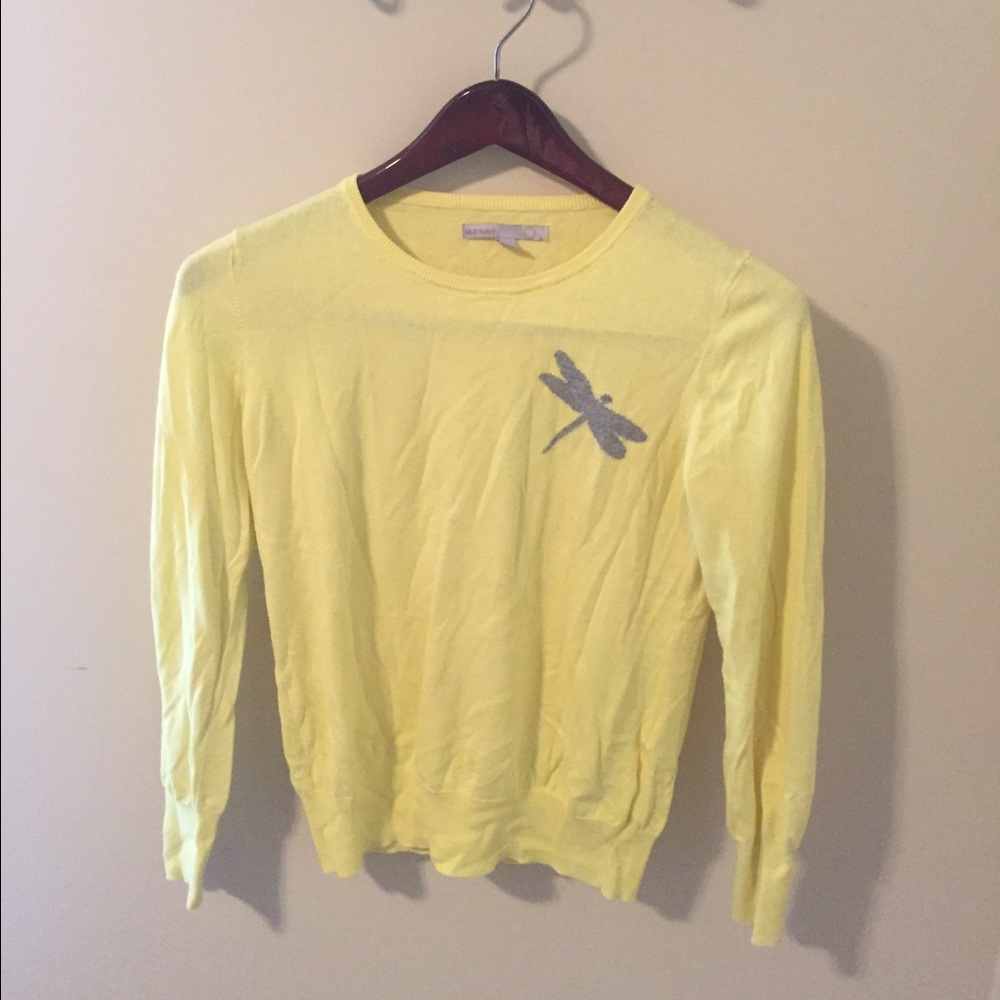 OLD NAVY Large Yellow Dragonfly Sweater.