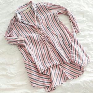ANTHROPOLOGIE Linen High low Blouse