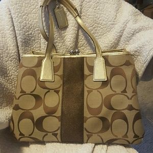 Coach bag- brown and gold