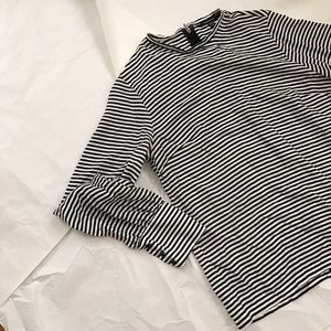 Club Monaco Striped Silk Zipper Back Blouse