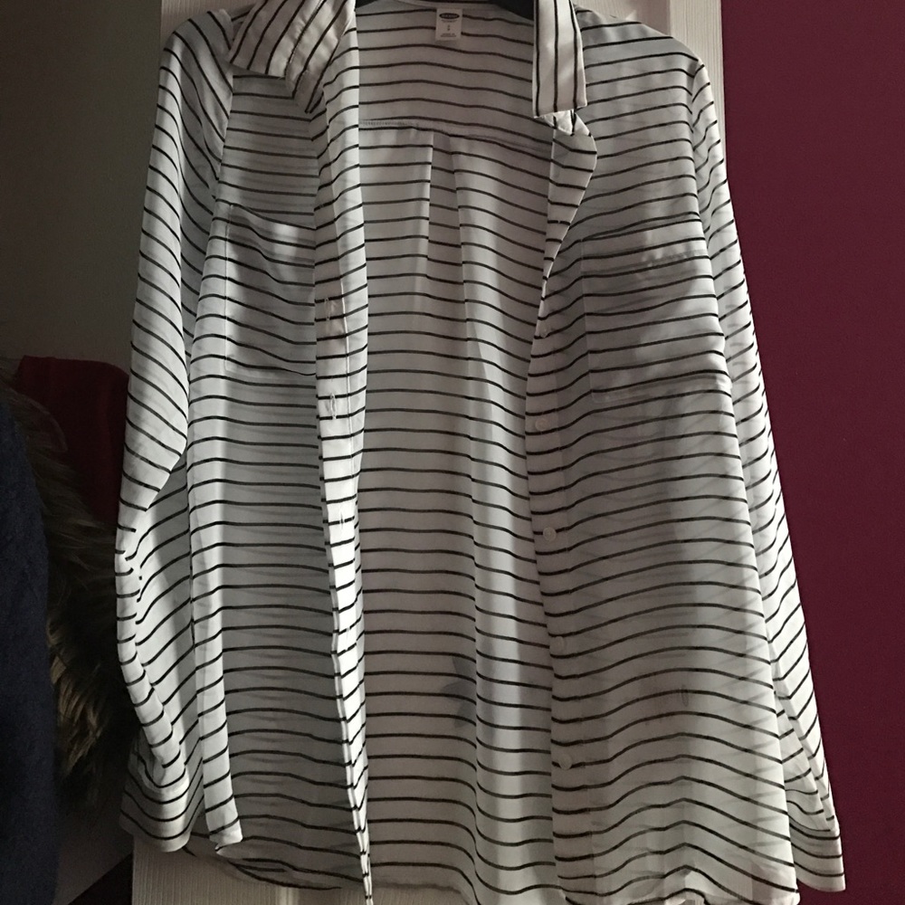 black and white button down