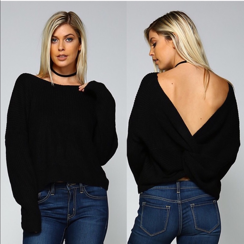 🚨1HR SALE🚨HILDEE Round Neck Ribbed Sweater BLACK - Picture 2 of 3