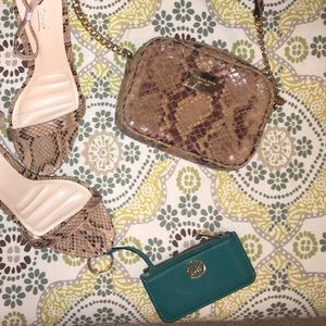 Michael Kors leather keychain wallet in dark teal