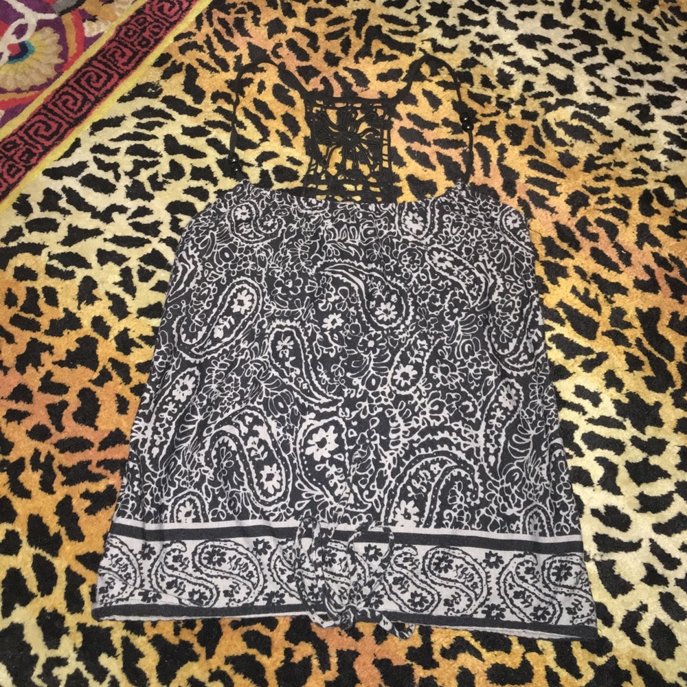 Racerback tank top with beads and macrome top