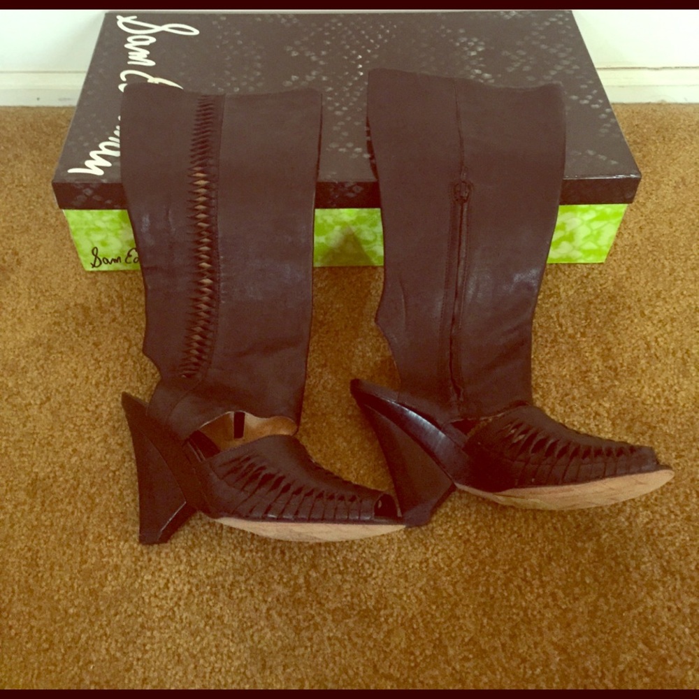 Size 8 Sam Edelman black open toed boots