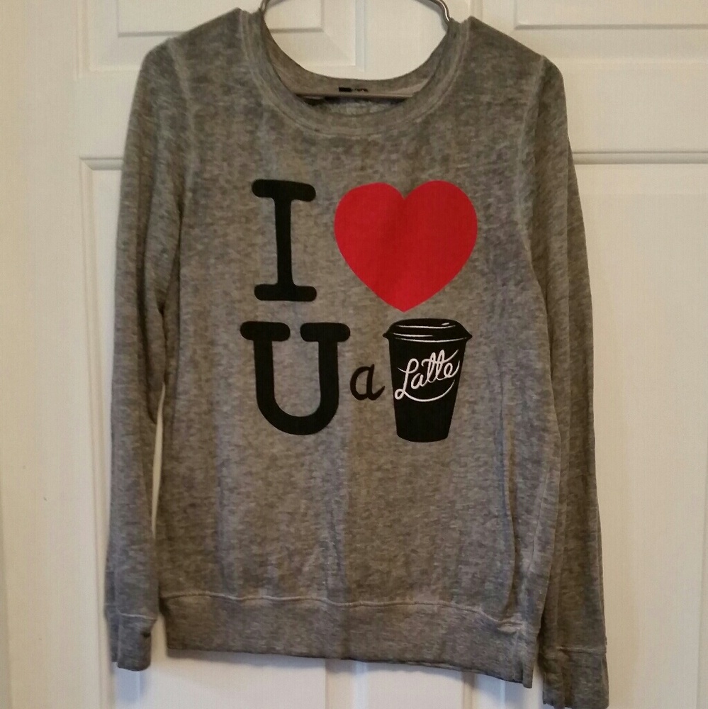 Grey "I love you a latte" sweatshirt