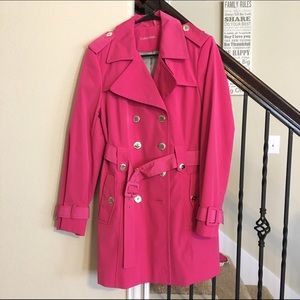 Calvin Klein Fuchsia Trench Coat NWOT size M