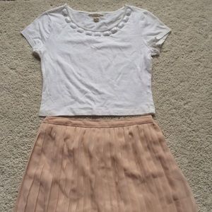 Pink pleated maxi skirt